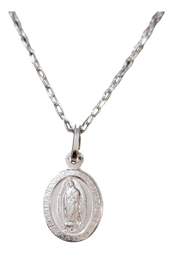 Cadena Collar Virgen De Guadalupe Peque Mujer Plata 925 + Ca