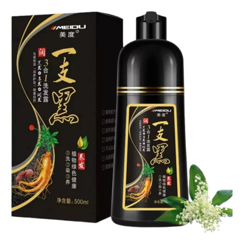 Shampoo Cubre Canas Negro Tinte 3en1 Natural Anticaida