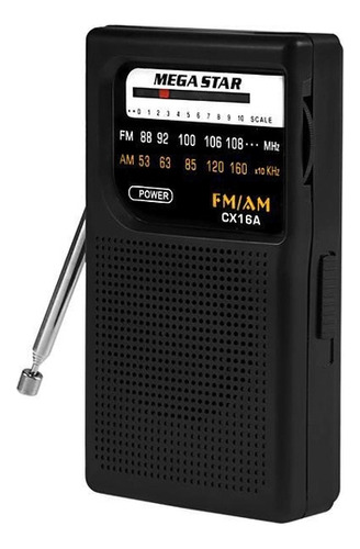 Radio Portatil Am/fm Megastar Cx16a Com 2 Bandas A Pilha