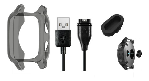 Kit Capa + Plug E Cabo Usb Compatível Com Garmin Venu Sq2