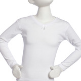 Camiseta Niña Manga Larga Cuello  V  Algodón Blanco