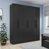 Guarda Roupa 06 Portas Easy Slim Preto Fosco Móveis Lopas