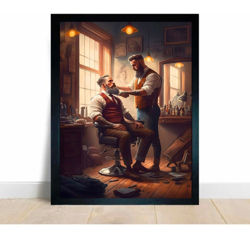 Quadros Barbearia Cabeleireiro Corte Moldurado A3 45x33 Cm