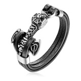 Pulsera De Cuero 100% Hombre Caballero Hacha Vikinga