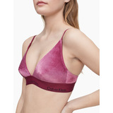 Calvin Klein Bralette Escotado De Terciopelo Color Vino