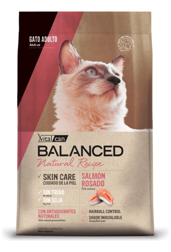 Vitalcan Balanced Natural Recipe Gato Adulto Salmon X 7,5kg