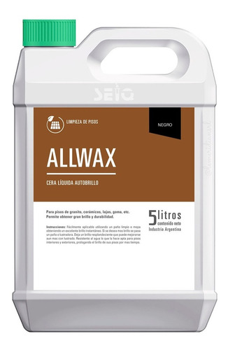 Cera Liquida Autobrillo Allwax Seiq 5 Lts Natural Negro Rojo