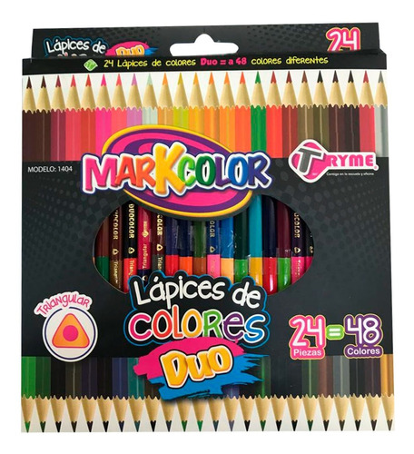 Lapices Colores Tryme Markcolor Duo Doble Punta Caja C/24