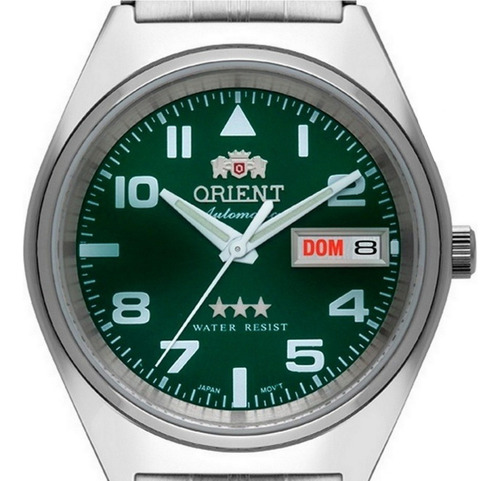 Relogio Orient Masculino Automatico - 469ss082 G1sx Cor Da Correia Prateado Cor Do Bisel Prateado Cor Do Fundo Verde