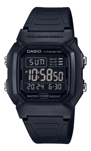 Relógio Casio Masculino Digital Negativo W-800h-1bvdf