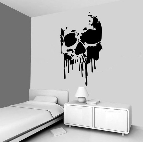 Vinil Decorativo Para Pared Silueta Calavera Skull Vinilo Color Negro