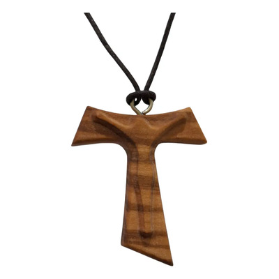 Dije Cruz Tau Madera Olivo Cordon Jesus Souvenirs 40mm Marrón | MercadoLibre