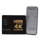 Chave Seletora Switch Hdmi 3 Ent 1 Saída E Controle 4k