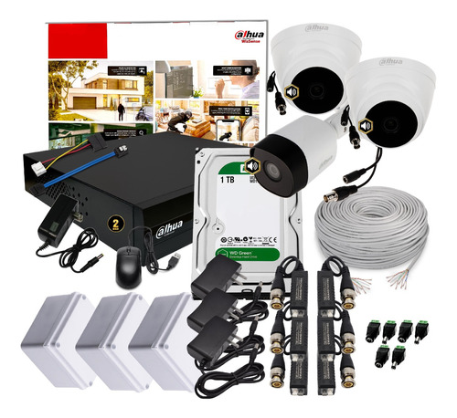 Cámaras De Seguridad Cctv Kit 4 Dahua 1080p + 3 Audio + 1tb 