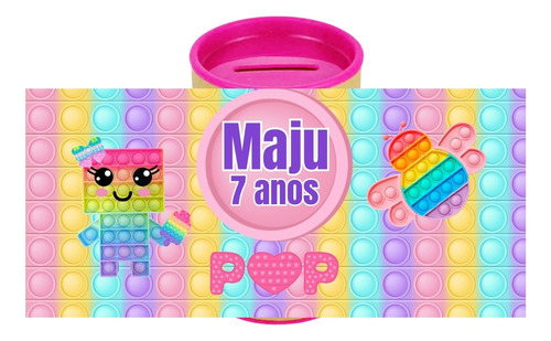 10 Cofrinho Personalizado Lembrancinha Embalado Pop It Rosa