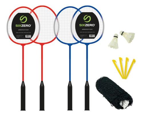 Set Badminton Sixzero 4 Raquetas + 2 Plumas + Red + Bolso