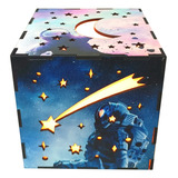 Lindo Abajur Luminária Astronauta -mdf 12x12cm - Bateria+led