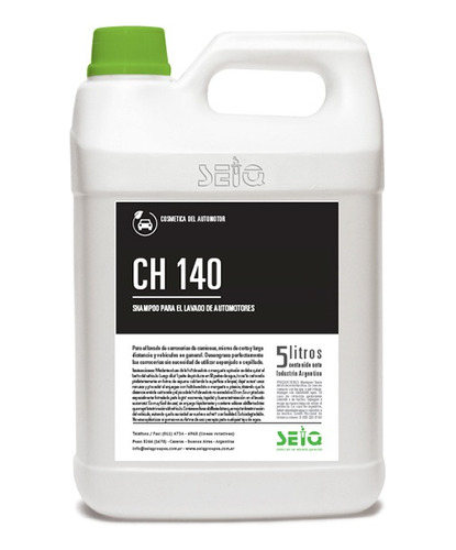 Shampoo Lavado Automotores Ch 140 Seiq Bidón 5 Lts