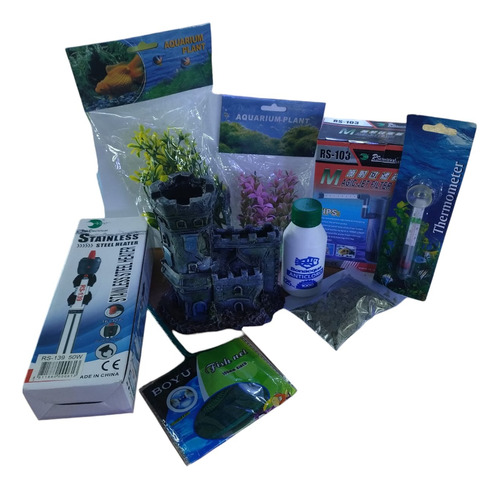 Kit Equipamiento Pecera Agua Tropical 20 A 40 Litros Complet