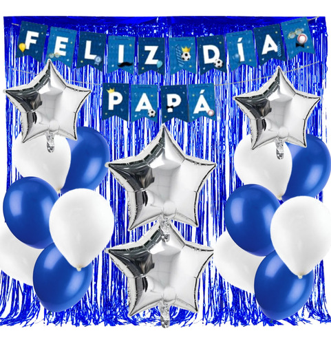 Combo Kit Feliz Dia Papa Dia Del Padre Deco Globos Estrella 