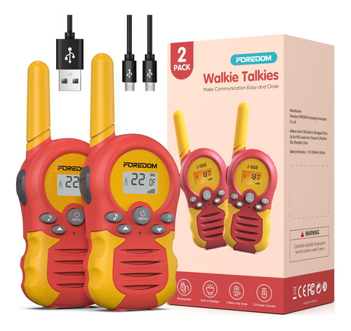 Foredom Walkie Talkies Para Niños Recargable Paquete De 2 De