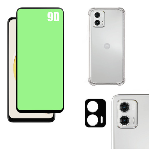 Kit Para Moto G73 Película Cerâmica 9d + Capa + Câmera 3d