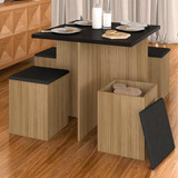 Mesa Com 4 Banquetas Berlim Boreal/preto Fosco/pret - Ma Cor Boreal/preto Fosco/preto 06 Desenho Do Tecido Das Cadeiras Suede