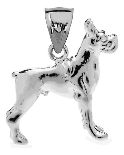 Colgante Con Dije De Perro Boxer 3d De Plata De Ley