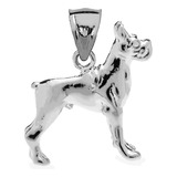 Colgante Con Dije De Perro Boxer 3d De Plata De Ley