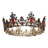 Tiara Con Diamantes De Imitación Rojos Y Corona De Cristales