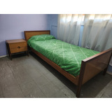 Juego Dormitorio Cama 1 Plaza + Colchón + Mesa De Luz