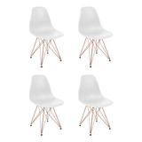 Kit 4 Cadeiras Eames Design Eiffel Jantar Branca Ferro Cobre