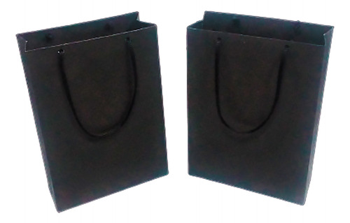 100 Bolsas Color Negro - 16x20x6 Cm - Cordon Negro