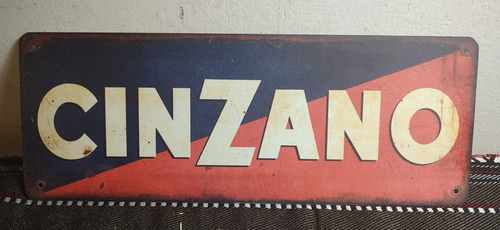 Cartel Pintado De Chapa 40 X 15 Cinzano.