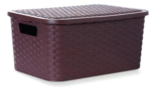 Canasto Caja Organizadora Simil Rattan Mediano Color Marrón