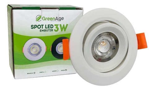 Spot Dicróica Led Direcional 3w Branco Quente Redondo Kit 16