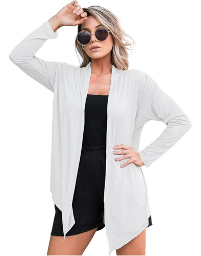 Kimono Feminino Social Cardigan Casaquinho Básico Elegante