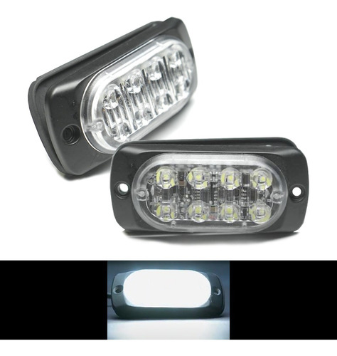 2 Barra Lateral Faro 8 Led Estrobo Auto Moto 19 Func Blanco