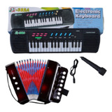 Kit Instrumento Musical Infantil Teclado + Acordeon Sanfona 