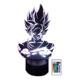 Goku Super Sayan Lampara Led 3d Ilusión Control 16 Colores 