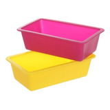 Molde De Silicón Para Panque Mini Antiadherente Rectangular Color Rosa Y Amarillo