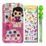 Kit De Maquiagem Infantil Completo Esmalte Adesivo Menina