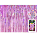 Cortina Metalizada Holografica (2m X 1m) - Cotillón Waf Color Rosa Claro