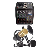 Kit Podcast Mesa Som + 1 Microfone Condensador Cabos
