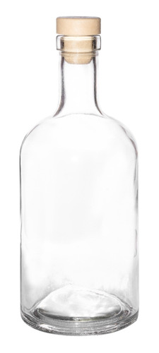 Botella De Vidrio Barrica Gin Licor 750 Ml Con Tapon X 6 Un