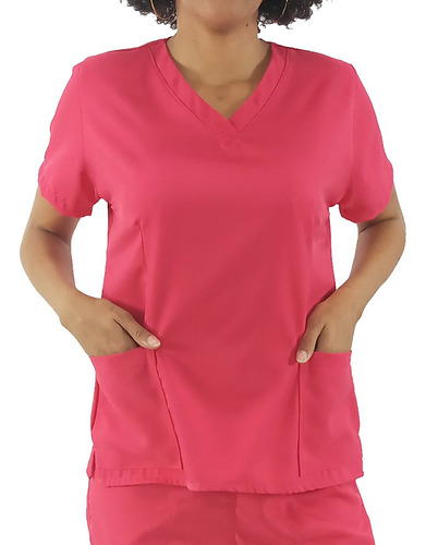 Camisa Scrub Basic -  Rosa Pink Em Gabardine Feminino