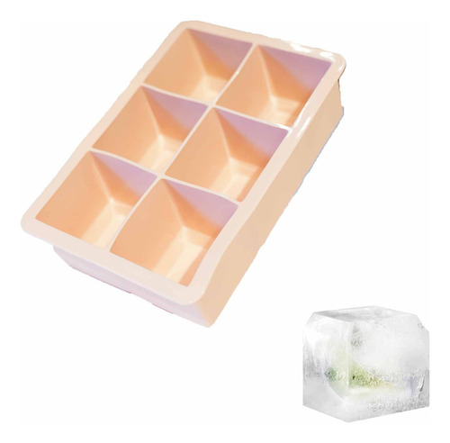 Cubetera De Silicona Xl Ionify Para 6 Cubos De Hielo Color Rosa Pastel