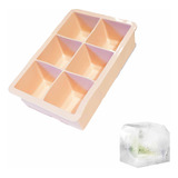 Cubetera De Silicona Xl Ionify Para 6 Cubos De Hielo Color Rosa Pastel