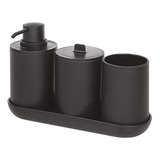 Idesign Cade Juego De Accesorios De Baño De 4 Piezas, Negro 