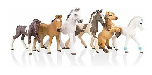 Toymany 6pcs 3-4\  Realistic Plastic Horse Figurines Set, D